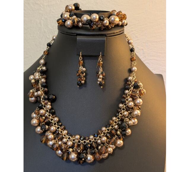 Talbot's 3-Piece Multi-Color Faux Pearl Bauble Necklace Bracelet & Earring Set - Picture 1 of 8